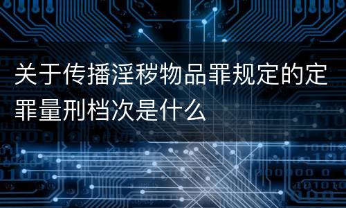 关于传播淫秽物品罪规定的定罪量刑档次是什么