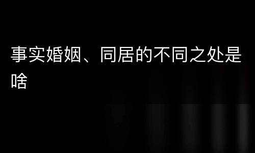 事实婚姻、同居的不同之处是啥