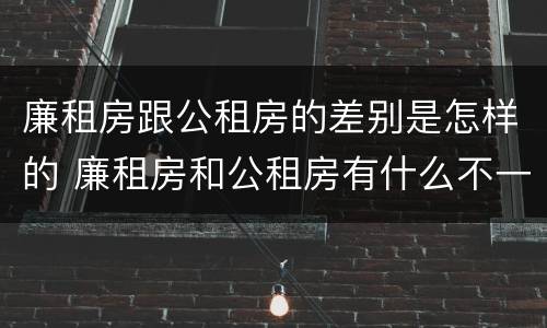 廉租房跟公租房的差别是怎样的 廉租房和公租房有什么不一样