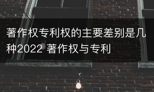 著作权专利权的主要差别是几种2022 著作权与专利