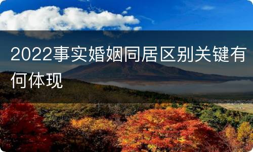 2022事实婚姻同居区别关键有何体现
