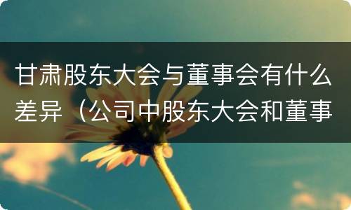 甘肃股东大会与董事会有什么差异（公司中股东大会和董事会是什么关系）