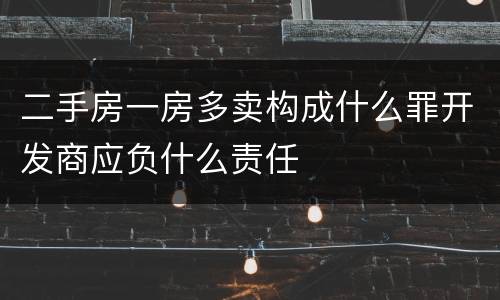二手房一房多卖构成什么罪开发商应负什么责任