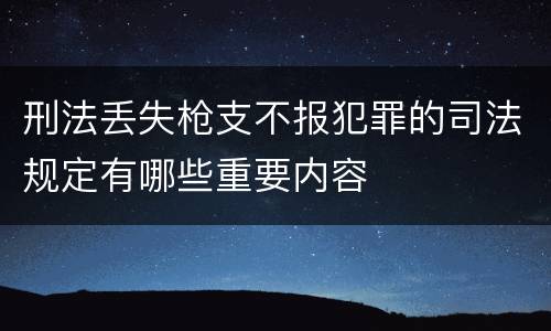 刑法丢失枪支不报犯罪的司法规定有哪些重要内容