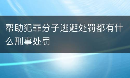 帮助犯罪分子逃避处罚都有什么刑事处罚