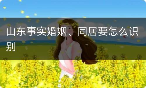 山东事实婚姻、同居要怎么识别