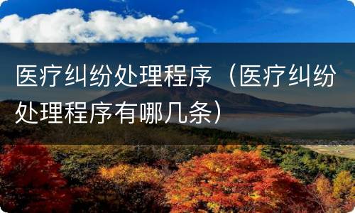 医疗纠纷处理程序（医疗纠纷处理程序有哪几条）