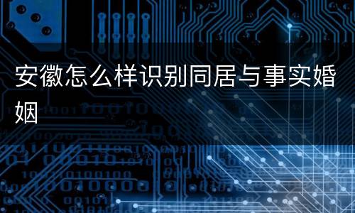安徽怎么样识别同居与事实婚姻
