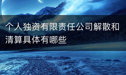 个人独资有限责任公司解散和清算具体有哪些