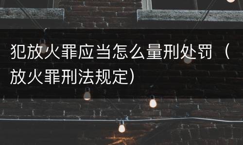 犯放火罪应当怎么量刑处罚（放火罪刑法规定）