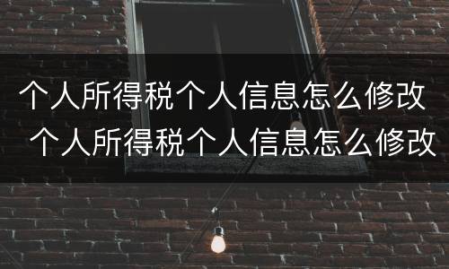 个人所得税个人信息怎么修改 个人所得税个人信息怎么修改申请