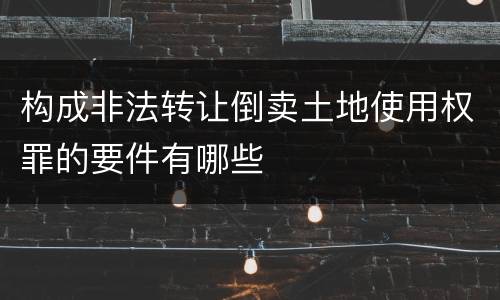 构成非法转让倒卖土地使用权罪的要件有哪些