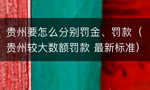 贵州要怎么分别罚金、罚款（贵州较大数额罚款 最新标准）