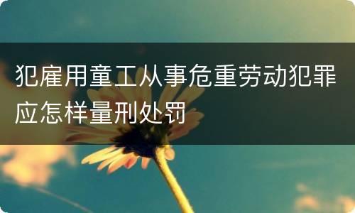 犯雇用童工从事危重劳动犯罪应怎样量刑处罚