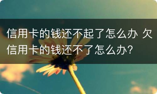 信用卡的钱还不起了怎么办 欠信用卡的钱还不了怎么办?