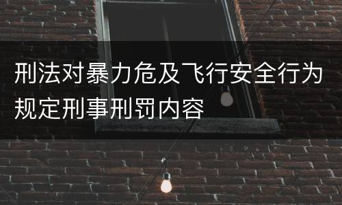 刑法对暴力危及飞行安全行为规定刑事刑罚内容
