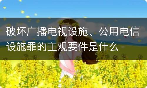 破坏广播电视设施、公用电信设施罪的主观要件是什么