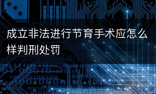 成立非法进行节育手术应怎么样判刑处罚
