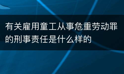 有关雇用童工从事危重劳动罪的刑事责任是什么样的
