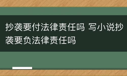 抄袭要付法律责任吗 写小说抄袭要负法律责任吗