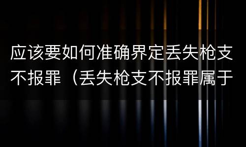 应该要如何准确界定丢失枪支不报罪（丢失枪支不报罪属于）