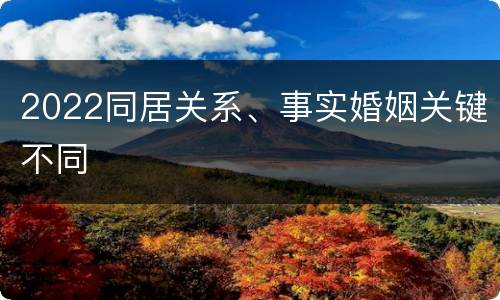 2022同居关系、事实婚姻关键不同