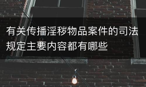 有关传播淫秽物品案件的司法规定主要内容都有哪些