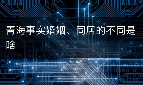 青海事实婚姻、同居的不同是啥