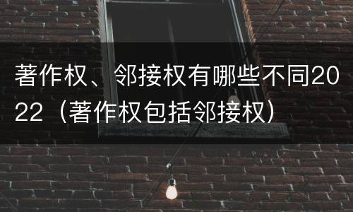 著作权、邻接权有哪些不同2022（著作权包括邻接权）