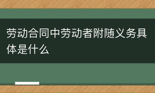 劳动合同中劳动者附随义务具体是什么