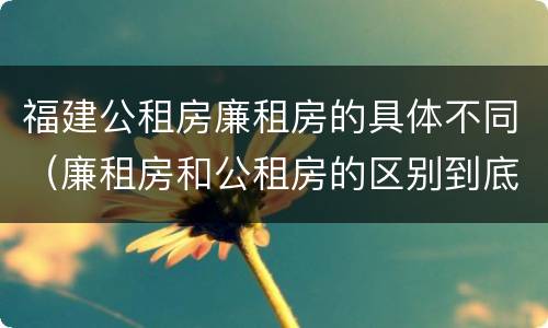 福建公租房廉租房的具体不同（廉租房和公租房的区别到底是什么）