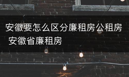 安徽要怎么区分廉租房公租房 安徽省廉租房
