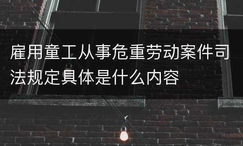 雇用童工从事危重劳动案件司法规定具体是什么内容