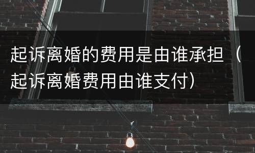 起诉离婚的费用是由谁承担（起诉离婚费用由谁支付）