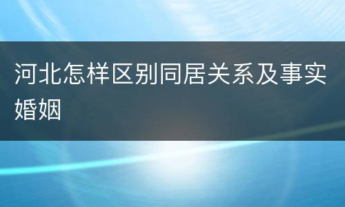 河北怎样区别同居关系及事实婚姻