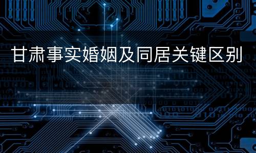 甘肃事实婚姻及同居关键区别