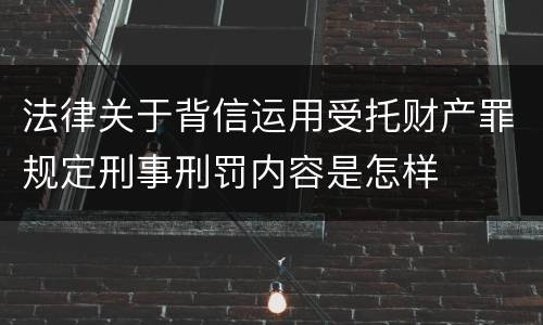 法律关于背信运用受托财产罪规定刑事刑罚内容是怎样
