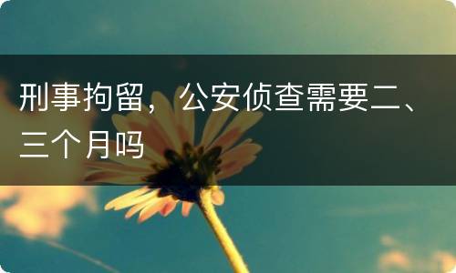 刑事拘留，公安侦查需要二、三个月吗