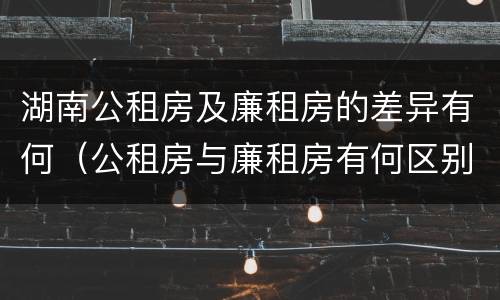 湖南公租房及廉租房的差异有何（公租房与廉租房有何区别）