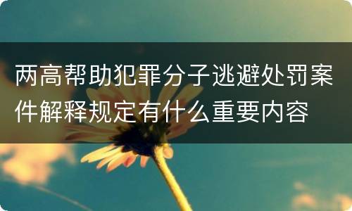 两高帮助犯罪分子逃避处罚案件解释规定有什么重要内容