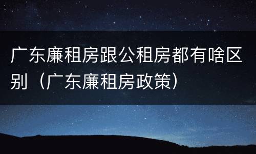 广东廉租房跟公租房都有啥区别（广东廉租房政策）