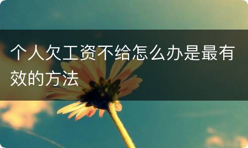 个人欠工资不给怎么办是最有效的方法