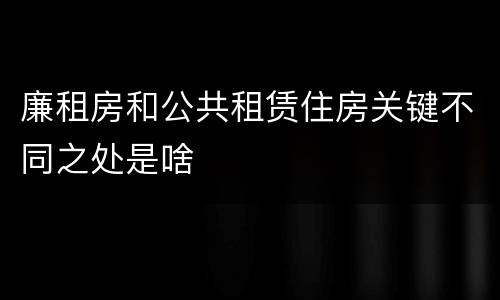 廉租房和公共租赁住房关键不同之处是啥