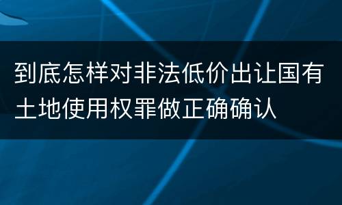 到底怎样对非法低价出让国有土地使用权罪做正确确认