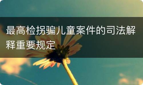 最高检拐骗儿童案件的司法解释重要规定