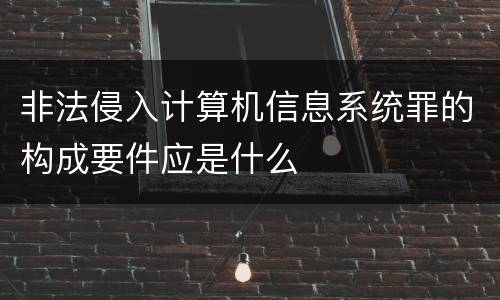 非法侵入计算机信息系统罪的构成要件应是什么