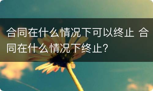 合同在什么情况下可以终止 合同在什么情况下终止?