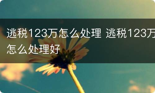 逃税123万怎么处理 逃税123万怎么处理好