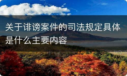 关于诽谤案件的司法规定具体是什么主要内容