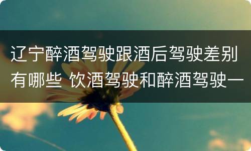 辽宁醉酒驾驶跟酒后驾驶差别有哪些 饮酒驾驶和醉酒驾驶一样吗